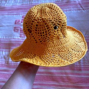 Handmade orange cotton crochet Bucket Hat